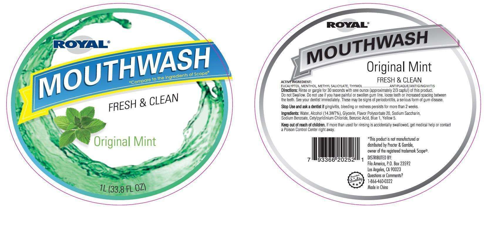 Royal Mouthwash Fresh and Clean Original Mint